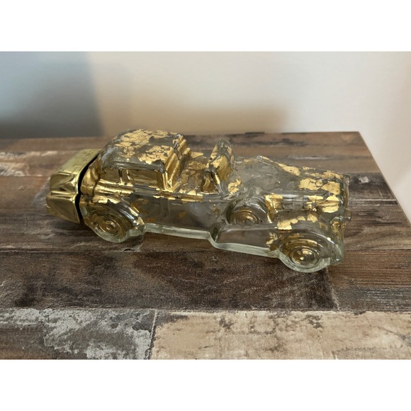 Vintage Avon Clear Glass Car Cologne Decanter Bottle Gold Accent Collectible - Picture 2 of 6